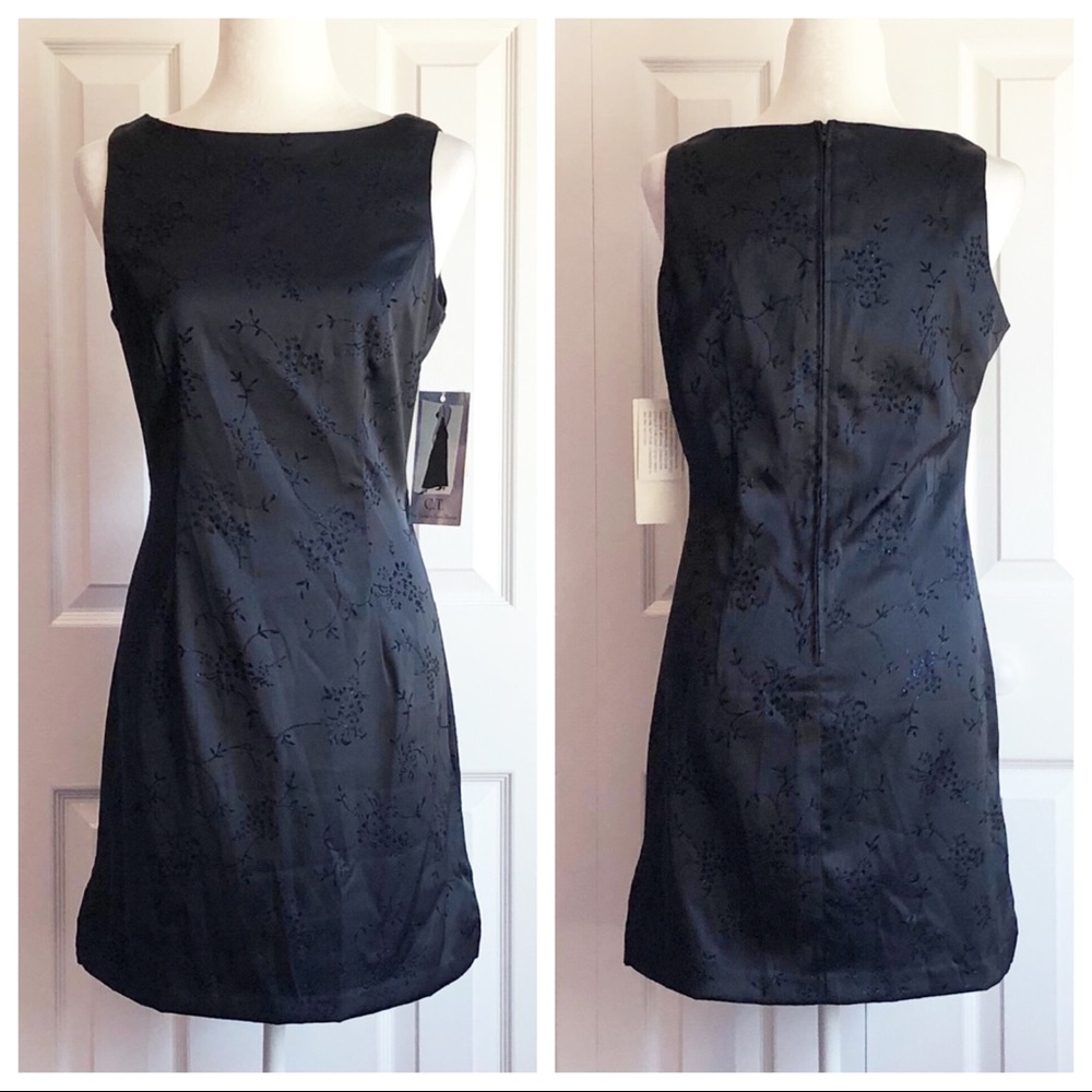 NWT Vintage City Triangles Navy Blue Glittery Floral Dress